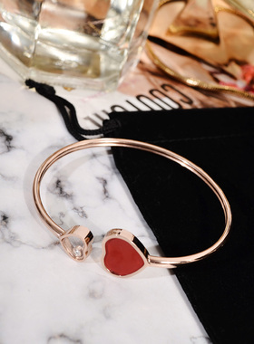 心形韩版玫瑰金钛钢手环刘涛同款