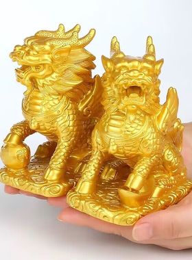 麒麟摆件一对 树脂工艺品客厅电视柜酒柜卧室门口装饰品摆设