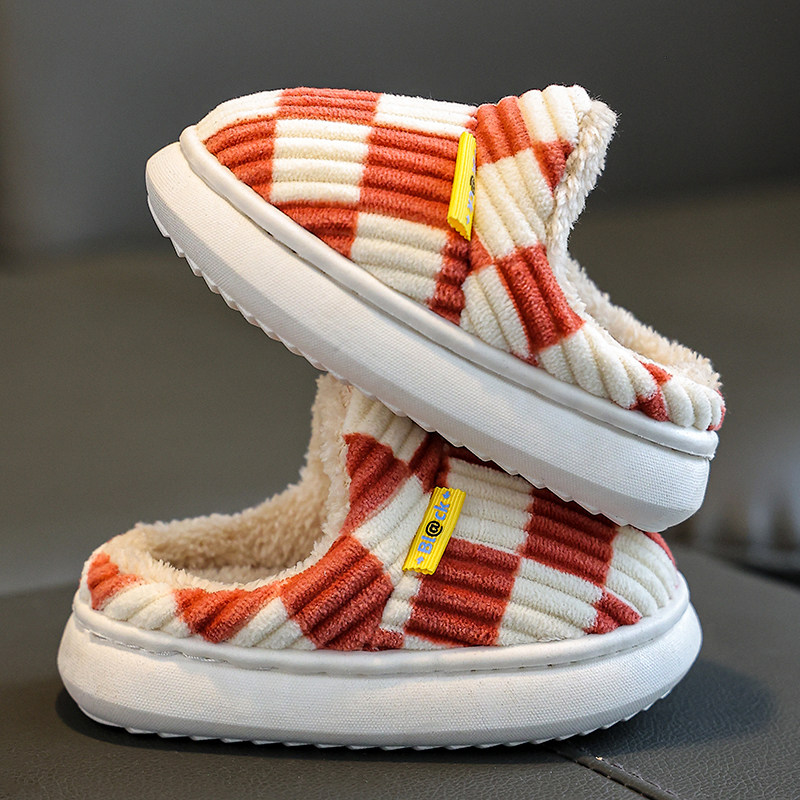 儿童棉拖鞋秋冬季保暖男童棋盘格家用室内亲子鞋女童包跟潮棉拖鞋,淘宝优惠券,粉丝福利购,淘宝优惠卷
