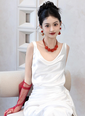 网纱长手套复古赫本风婚纱配饰
