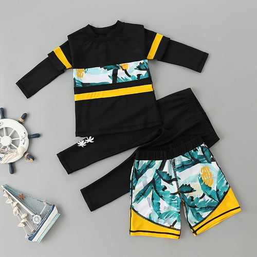 Детский купальник для мальчиков, раздельный лонгслив, пляжные штаны, защита от солнца, подходит для подростков, большой размер