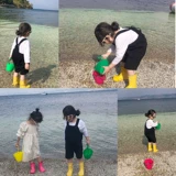 Детское складное пляжное ведро для игр в воде для игры с песком, силиконовая многоцветная игрушка для ванны