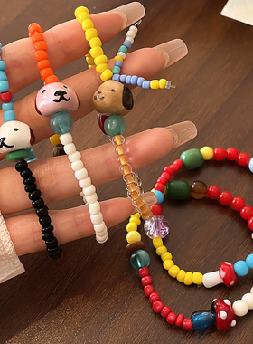 多巴胺彩色小狗串珠手链小众设计