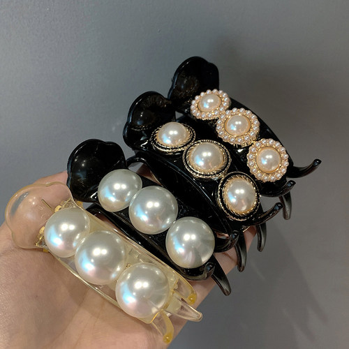 发夹后脑勺丸子头抓夹珠珠夹子盘发马尾夹韩国网红发饰发卡头饰女 - 图2