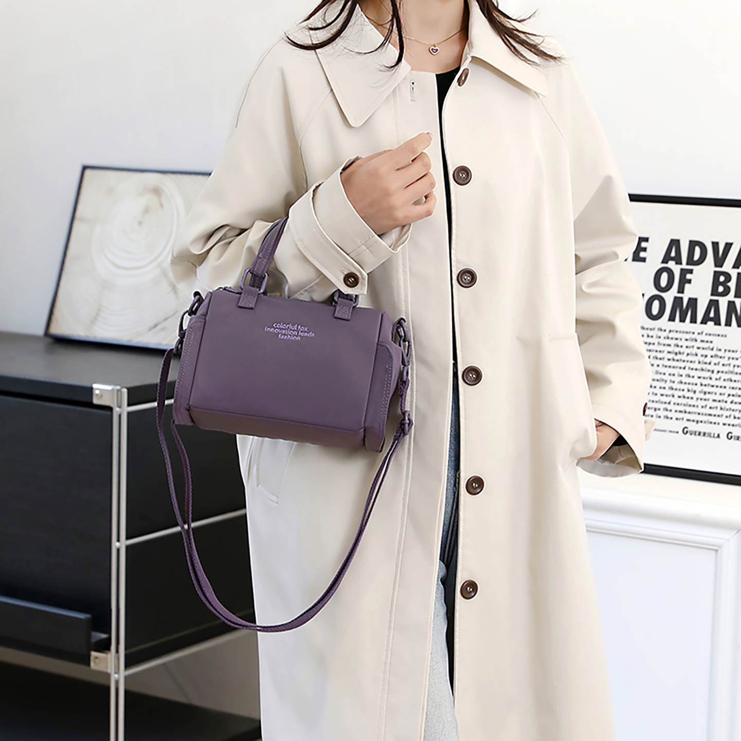 2025新款女士小包包牛津布手提包大容量女包通勤单肩斜挎包妈妈包 - 图1