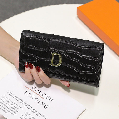 鳄鱼纹真皮紫色长款手拿钱包放手机2026新款软牛皮高档多卡位手包 - 图1