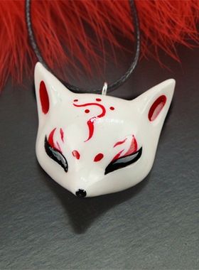 九尾狐陶瓷狐狸吊坠 男女小众文艺风手绘COS饰品二次元项链礼物