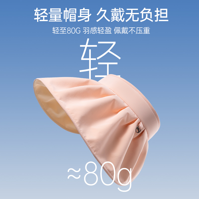 来鸟运动专营店浪莎贝壳帽防晒帽子女夏季大帽檐防紫外线遮脸遮阳帽空顶太阳帽0