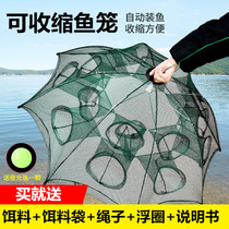 Folded shrimp mesh fishing cage only cant get out of yellow eel lobster mesh cage Shrimp Cage Umbrella Type Fishing Cage Fishing Nets Fishing Nets Catch