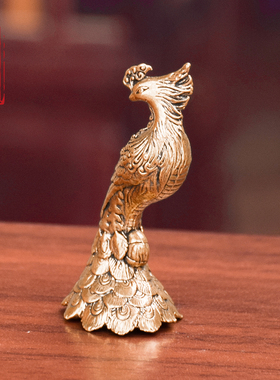 创意黄铜凤凰小孔雀摆件桌面装饰