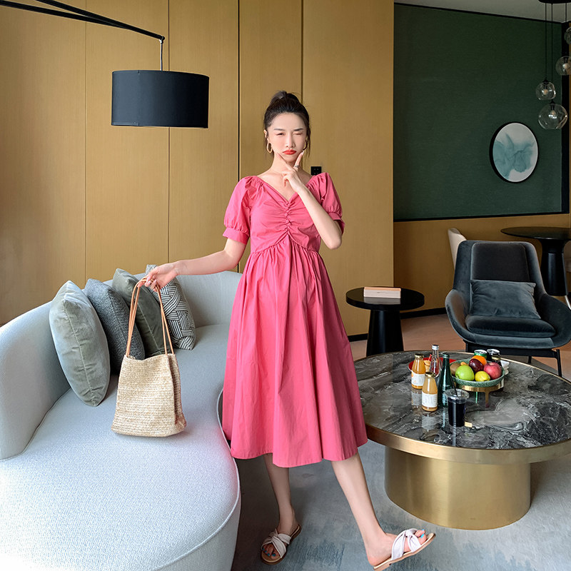 孕妇夏装短袖孕妈夏季小清新连衣裙 YYZJcma原创潮妈孕妇装大码女装连衣裙