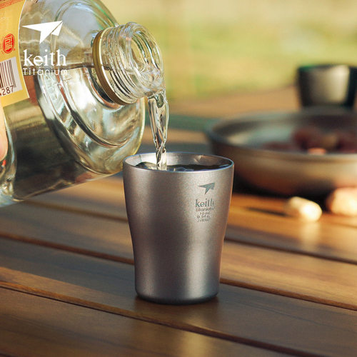 keith铠斯钛白酒杯10ml烈酒家用杯一口杯酒盅双层金属杯子户外 - 图0