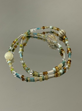 敦煌风米珠手链 新中式双层弹力绳手串 亚克力配件手链