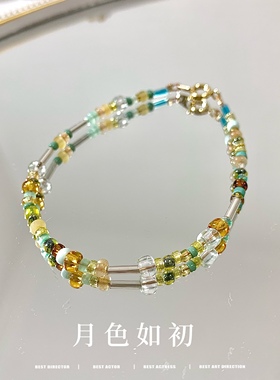 国产小米珠手链 进口钢丝线+14k弹簧扣 多色可选 三条包邮