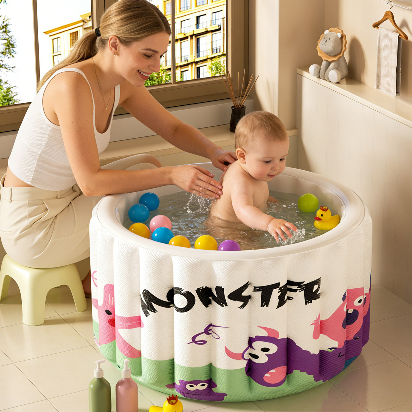 便携式婴儿充气浴盆新生儿浴池可折叠儿童洗澡盆宝宝泡澡沐浴桶,淘宝优惠券,粉丝福利购,淘宝优惠卷