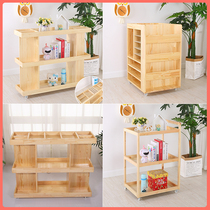 Kindergarten solid wood Meat work desk Childrens art room removable storage cabinet Early teaching drawing containing rack lockers