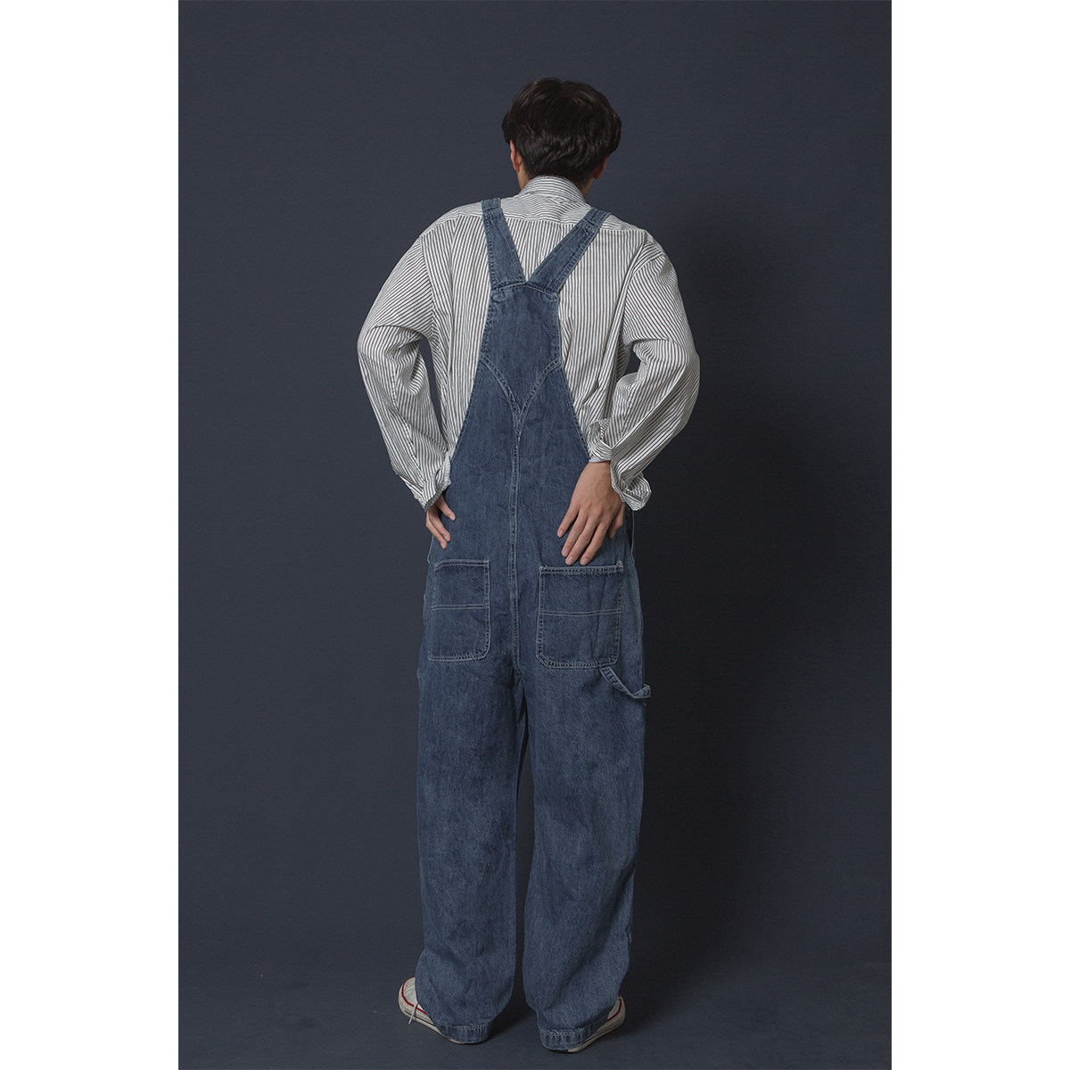 sozzi*22卡通阿美咔叽街头潮人古着复古直筒牛仔背带裤男女