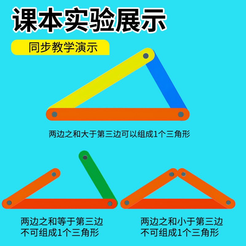 平行四边形活动框架活动角磁性多边形拼接条三角形长方形梯形三边关系正方形四年级数学教具学具上册学生版-图2