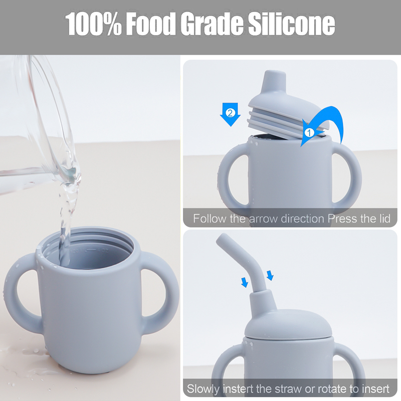 Customized Silicone Feeding Liquid Feed Straw Cup Foldable C - 图2