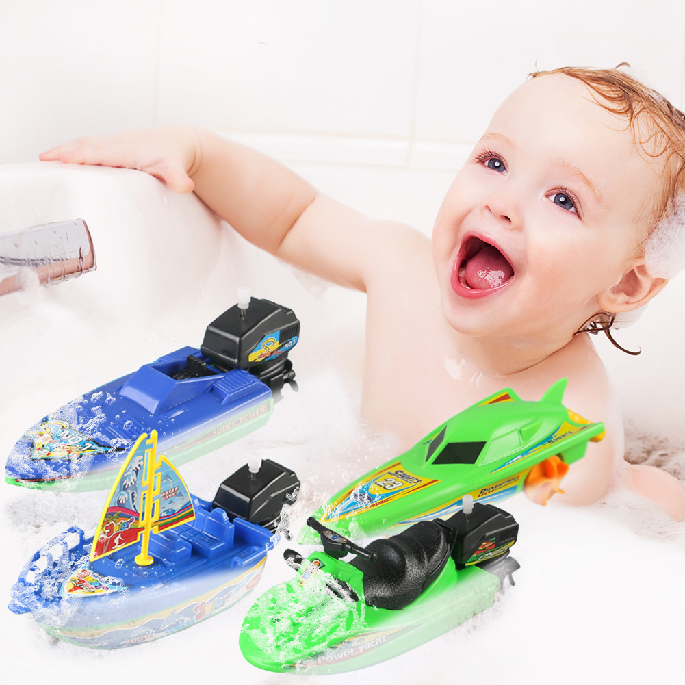 1Pc Kids Speed Boat Ship Wind Up Toy Bath Toys Shower Toys F-图1