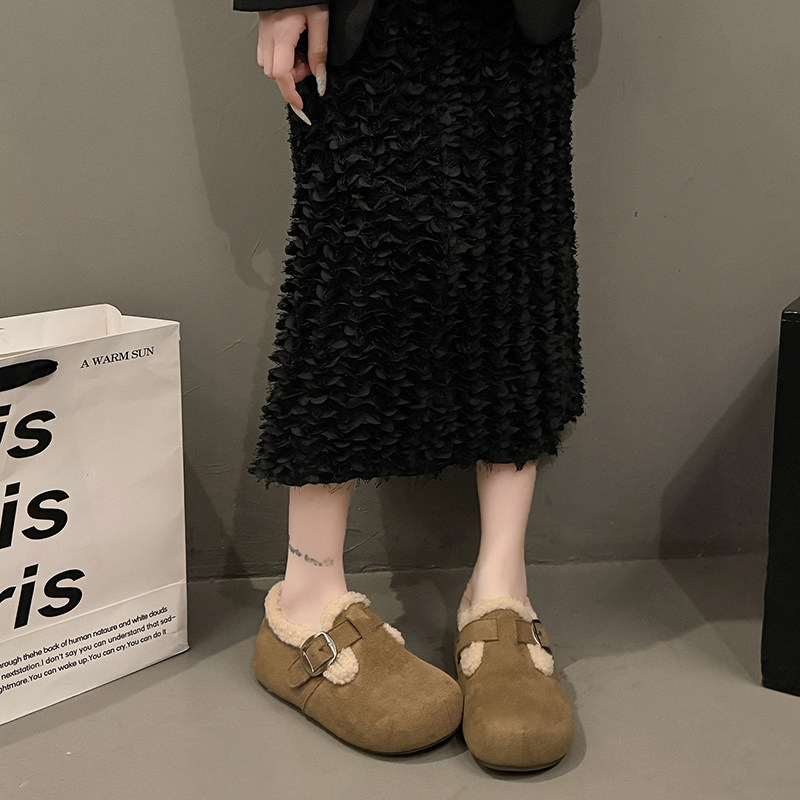 一脚蹬加绒加厚勃肯鞋女34码2025冬季新款保暖毛毛豆豆鞋软底棉鞋,淘宝优惠券,粉丝福利购,淘宝优惠卷