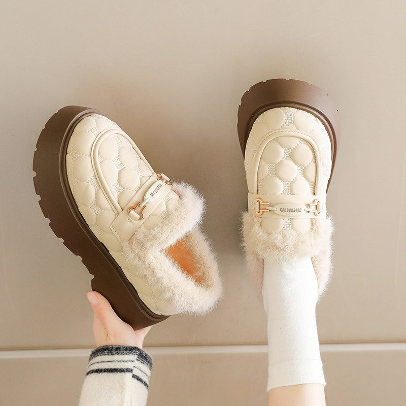 加绒加厚老北京布鞋女2025新款冬季一脚蹬懒人棉鞋年轻妈妈毛毛鞋,淘宝优惠券,粉丝福利购,淘宝优惠卷