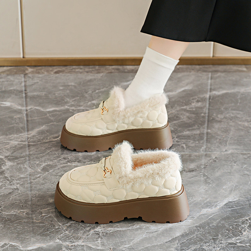 加绒加厚老北京布鞋女2025新款冬季一脚蹬懒人棉鞋年轻妈妈毛毛鞋,淘宝优惠券,粉丝福利购,淘宝优惠卷