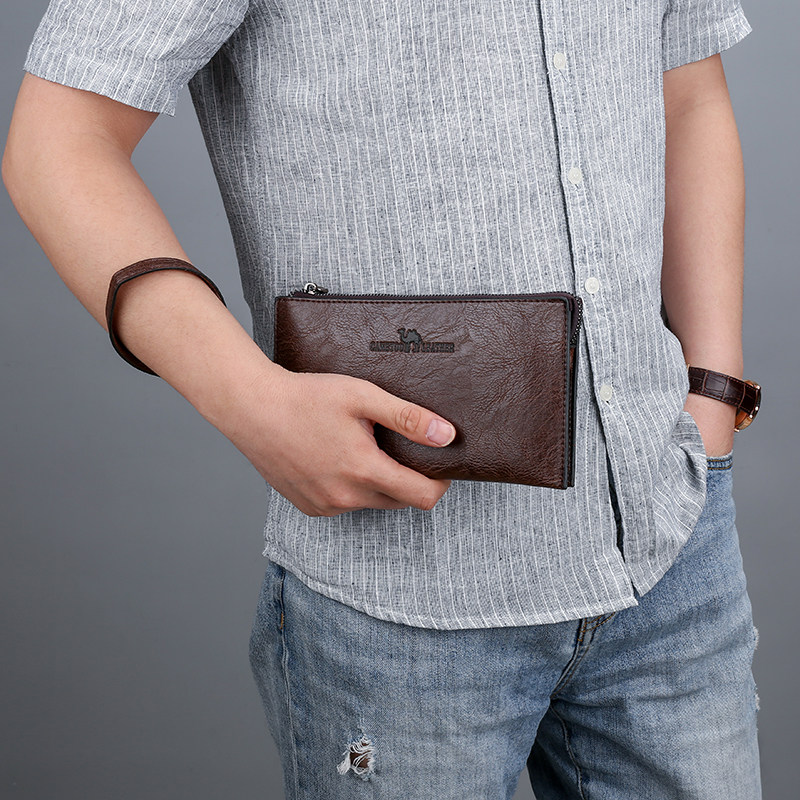 2020新款潮男士小号欧美信封男钱包 张杰皮具2016男士包袋