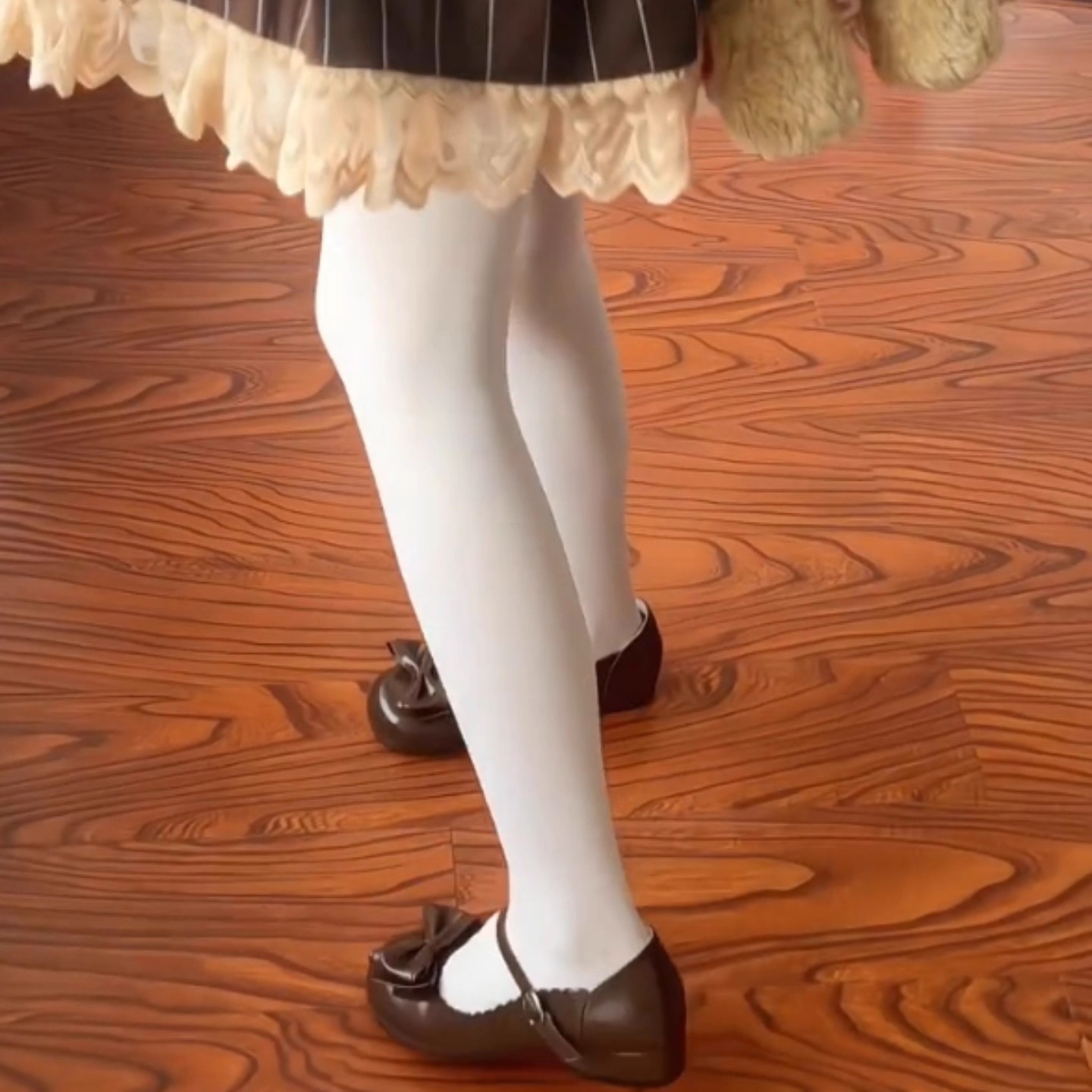 秋冬微压天鹅绒连裤袜女120d甜美lolita可爱女生白色防勾丝打底袜 - 图0