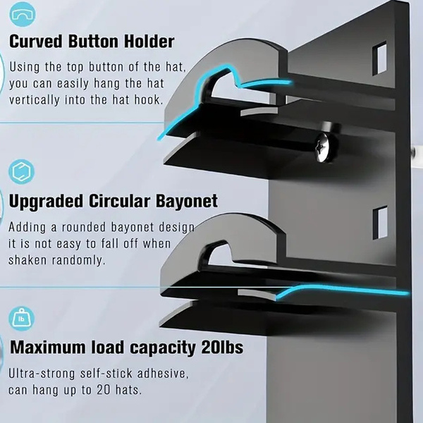 衣柜侧边壁挂式帽子收纳架多层鸭舌帽棒球帽展示架帽架帽夹神器 - 图0