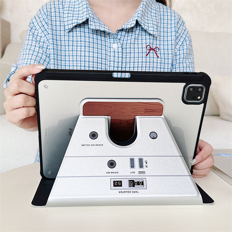 复古风录音机适用苹果ipad10代平板保护套ipadair2024旋转mini6/air5/air2防摔ipadpro2018时尚ipad8代亚克力