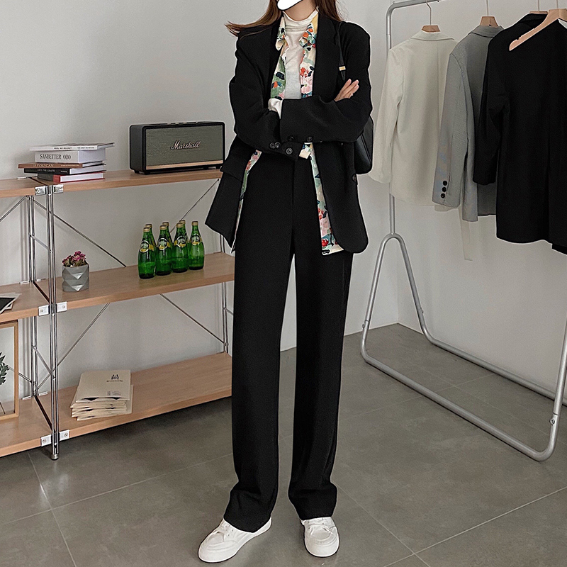 小个子阔腿直筒宽松高腰显瘦西装裤 lulupeach休闲裤