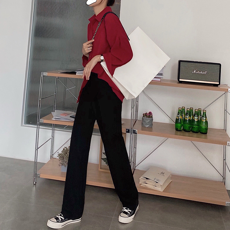 小个子阔腿直筒宽松高腰显瘦西装裤 lulupeach休闲裤