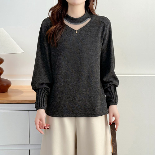 大码女装镂空别致卫衣胖MM200斤宽松遮肚子显瘦卫衣内搭保暖衣女 - 图2