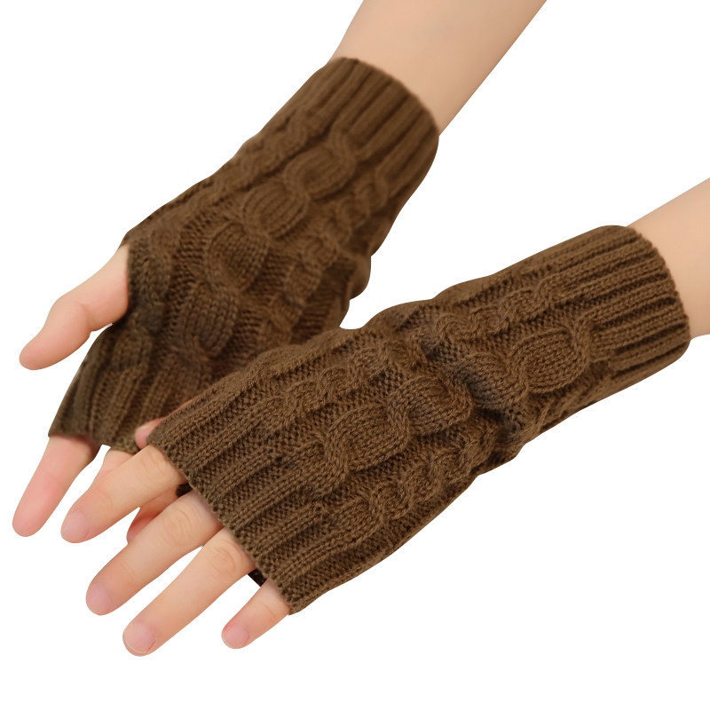 半指手套女秋冬保暖毛线针织百搭麻花露手指头防寒学生写字护手腕,淘宝优惠券,粉丝福利购,淘宝优惠卷