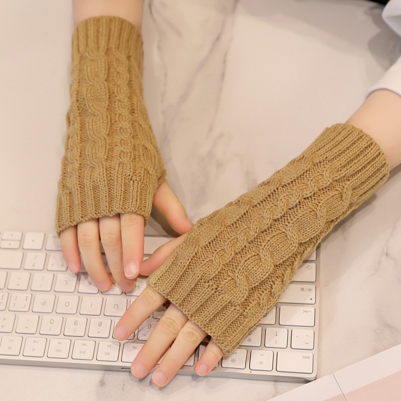 半指手套女秋冬保暖毛线针织百搭麻花露手指头防寒学生写字护手腕,淘宝优惠券,粉丝福利购,淘宝优惠卷