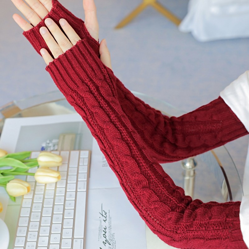 秋冬加厚保暖加长款针织毛线麻花半指手套袖套手臂套露指假袖子女,淘宝优惠券,粉丝福利购,淘宝优惠卷