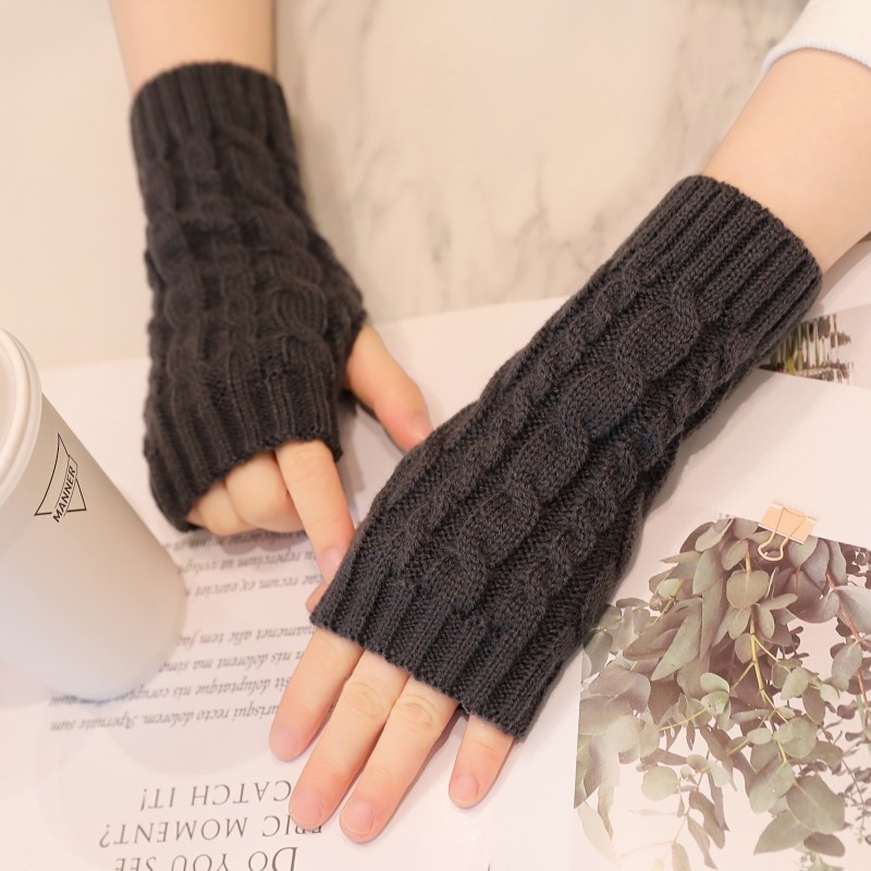 半指手套女秋冬保暖毛线针织百搭麻花露手指头防寒学生写字护手腕,淘宝优惠券,粉丝福利购,淘宝优惠卷