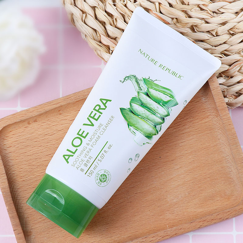 韓國nature republic自然樂園蘆薈洗面奶女補水保溼深層清潔學生