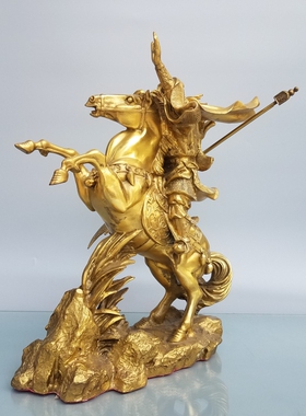 铜关公骑马铜像摆件武财神立马