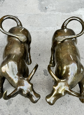 仿古铜牛一对大号华尔街牛摆件