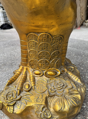 铜鸡摆件大号公鸡福字元宝招财