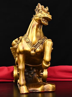 铜马拉元宝摆件大号日进斗金招财