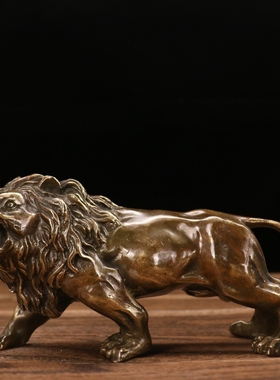 仿古铜狮子摆件动物百兽之王招财