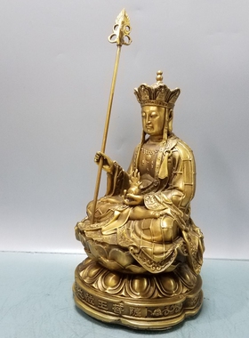 铜地藏王菩萨莲花坐像家居摆件
