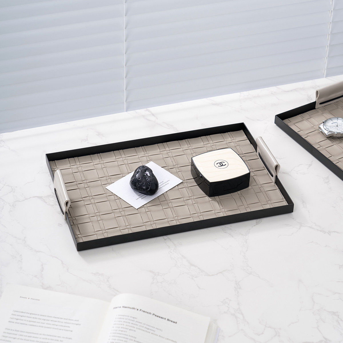 轻奢皮革纹编织纹金属香薰托盘桌面化妆品玄关钥匙收纳盘软装饰品,淘宝优惠券,粉丝福利购,淘宝优惠卷