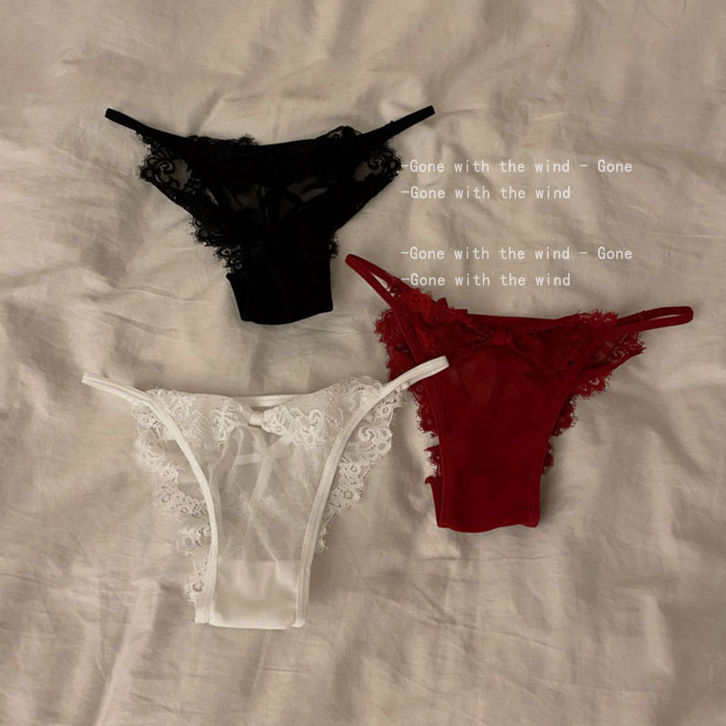 魂牵蝶梦*新款蕾丝三角裤性感镂空蕾丝透视内裤女低腰蜜桃臀火辣 - 图2