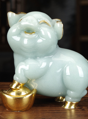 招财玉石生肖猪摆件乔迁礼品