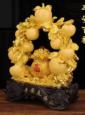 平安是福苹果招财聚宝盆摆件