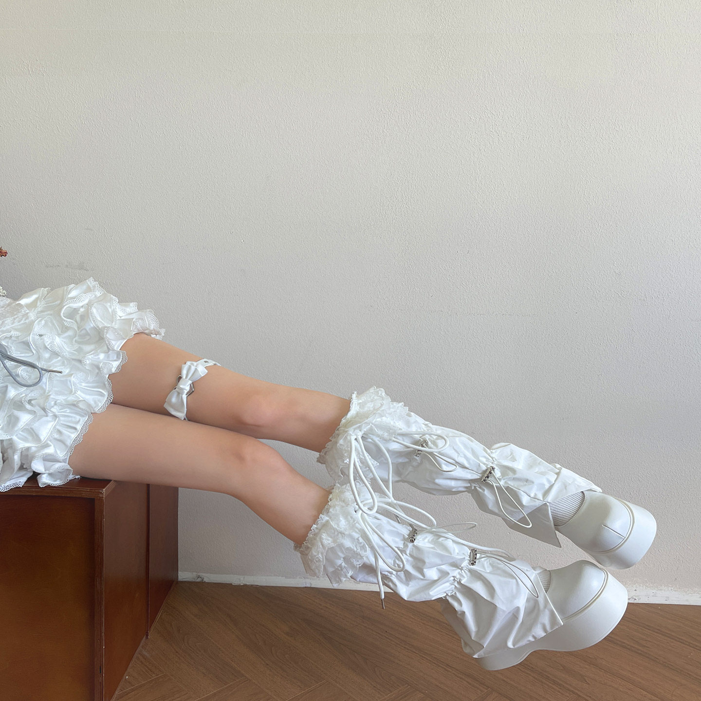 袜贵人轻亚风古着蕾丝花边防水抽绳绑带轻薄辣妹袜套蝴蝶结腿套女,淘宝优惠券,粉丝福利购,淘宝优惠卷